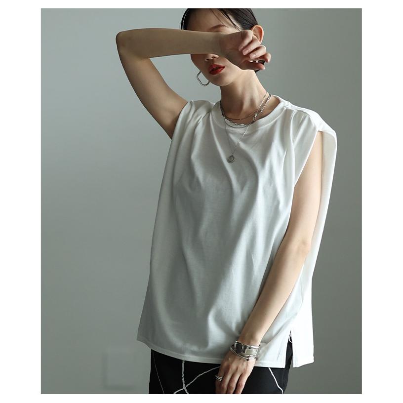 レディース トップス カットソー Tシャツ タック フレンチスリーブ 接触冷感 UVカット 黒 白 大人可愛い 大人 可愛い 30代 40代 50代 60代 サワアラモードの画像