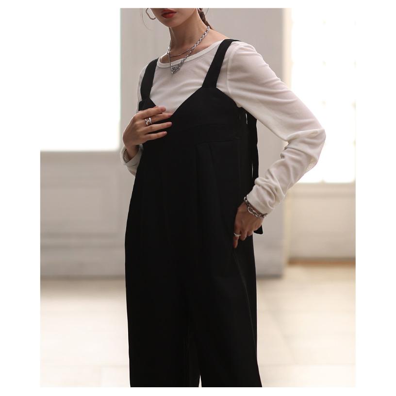 極美品 Freneフラーネ サロペット オールインワン 黒 M ストレッチパンツ Sawa a la mode（サワアラモード） レディース オールインワン