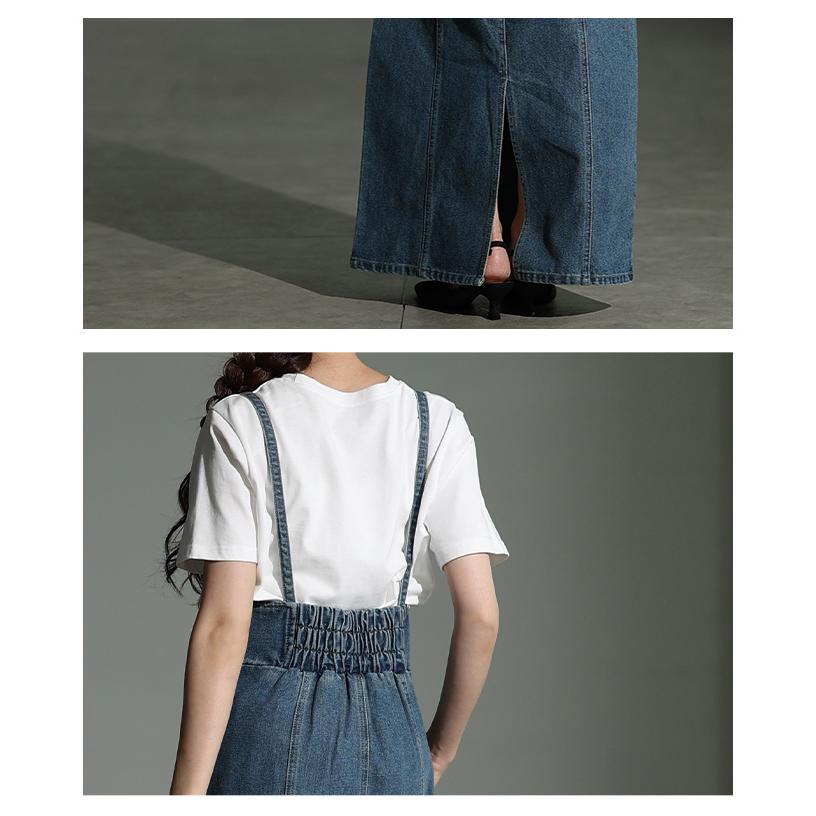 ワンピース レディース ジャンパースカート デニム アシンメトリー ロング ブルー ブリーチ 通年 大人可愛い 大人 可愛い 30代 40代 50代 60代   イベントセールの画像