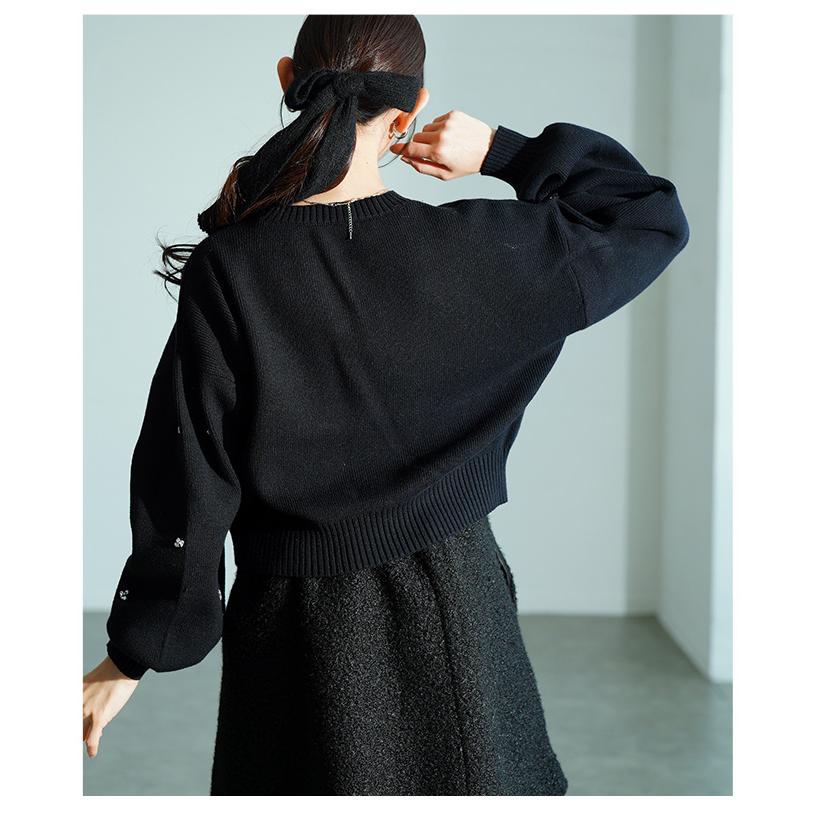 Sawa a la mode（サワアラモード） レディース ニット 長袖 ビジュー