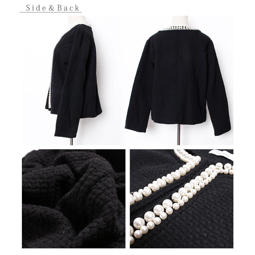 レディース アウター ファッション ジャケット パール ミディアム丈 無地 ブラック 黒 冬服 春服 秋冬 春 可愛い 洋服 かわいい服 通勤 入学式 30代 40代 50代 Aljp5 Sawa A La Mode サワアラモード 通販 Yahoo ショッピング