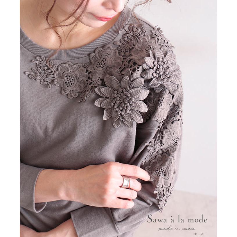 手数料安い レディース ファッション トップス カットソー 花 レース 刺繍 7分袖 秋 冬 冬服 綿 上品 大人可愛い 40代 レディースファッション 50代女性 ファッション 60代 好評 Www Tiebreak Fr