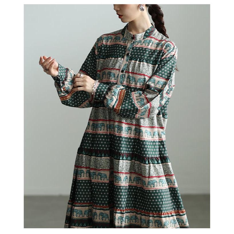 モードレディ柄ワンピース＊ヒッピー　オリエンタル Sawa a la mode（サワアラモード） ワンピース レディース 長袖