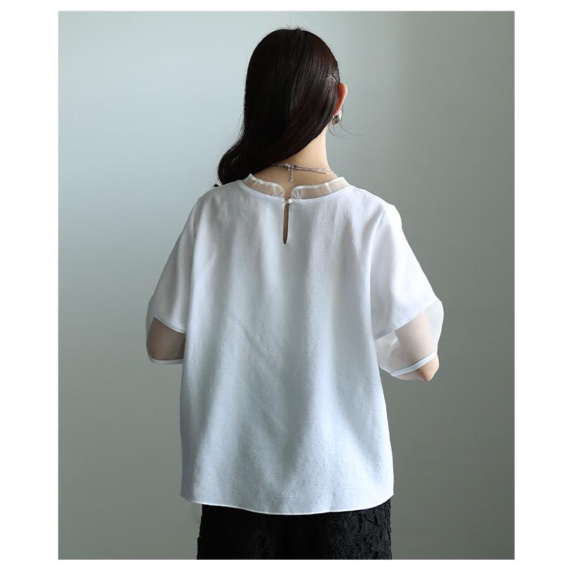 美品】syellraffine フラワートップス半袖 ホワイト CATEGORY Tops