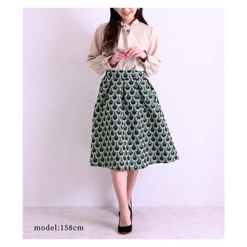 レディース ファッション スカート フレア Aライン モダン柄 ミモレ丈 ピンク グリーン 大人可愛い 40代 レディースファッション 50代女性 ファッション 60代 Aljun 121 Sawa A La Mode サワアラモード 通販 Yahoo ショッピング