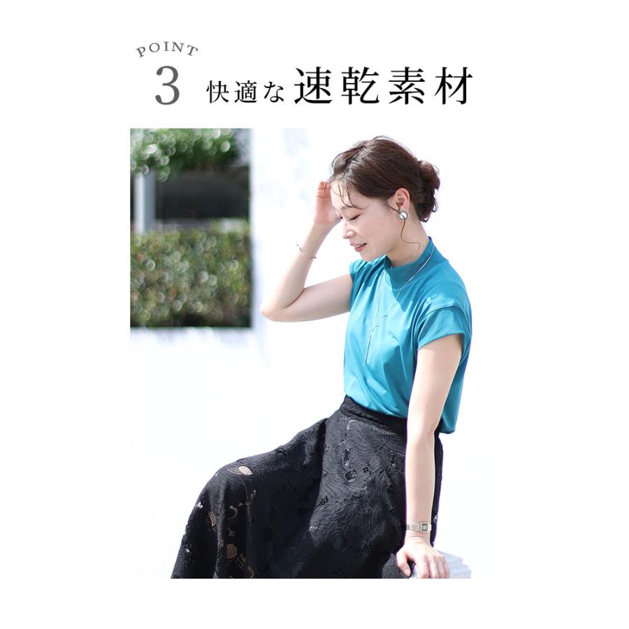 レディース トップス カットソー Tシャツ 白 ホワイト 黒 ブラック ピンク ブルーグリーン 半袖 夏 大人可愛い 大人 可愛い 30代 40代 50代 60代 サワアラモードの画像