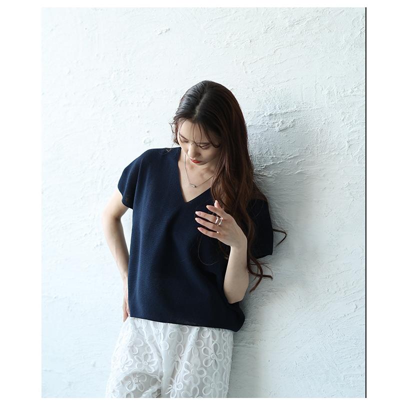 THOMBROWN ネイビー サマーニット S Sawa a la mode レディース トップス サマーニット Vネック 半袖
