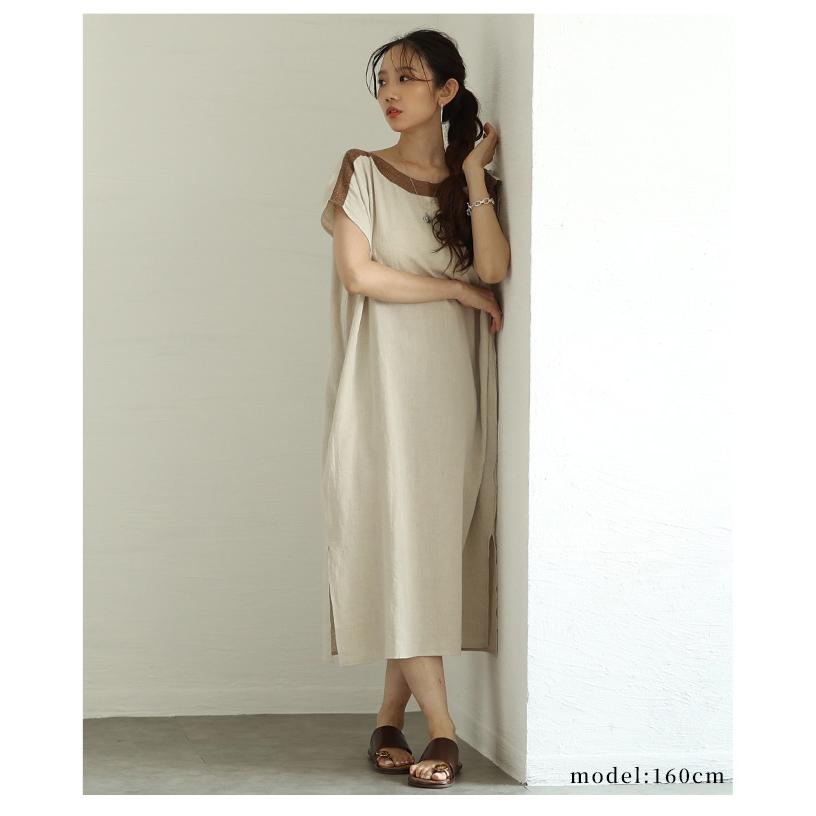レディース ワンピース チュニック 紺 ネイビー レッド アイボリー 半袖 ミモレ コットン リネン 夏 大人可愛い きれいめ 30代 40代 50代 女性   イベントセールの画像