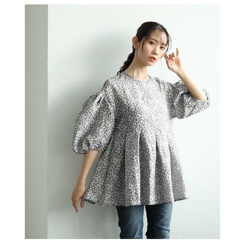 SRMOM花柄パフスリーブ半袖トップス Sawa a la mode（サワアラモード） レディース トップス 花柄 総柄