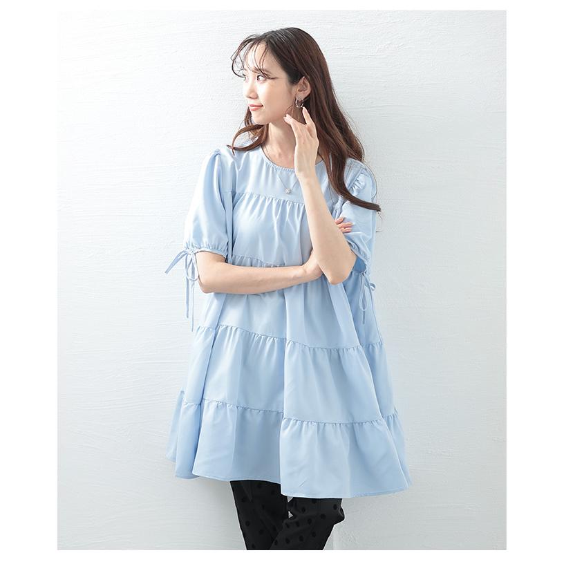 新品　TO BE CHIC　ティアードフレアチュニックＭ水色サンプル31900円 Sawa a la mode（サワアラモード） レディース チュニック ティアード
