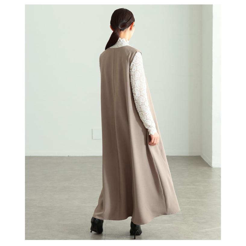 ワンピース レディース ジャンパースカート 花 モチーフ 立体 アシンメトリー Vネック ロング 大人可愛い 大人 可愛い 30代 40代 50代 60代 サワアラモードの画像
