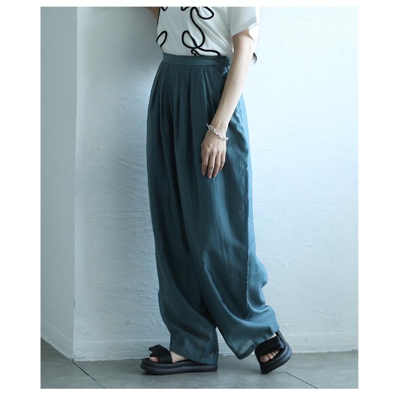 レディース ボトムス パンツ ズボン モカ ブラック ブルー ロング シアー タック ハイウエスト 夏服 大人可愛い きれいめ 30代 40代 50代 女性 サワアラモード_14