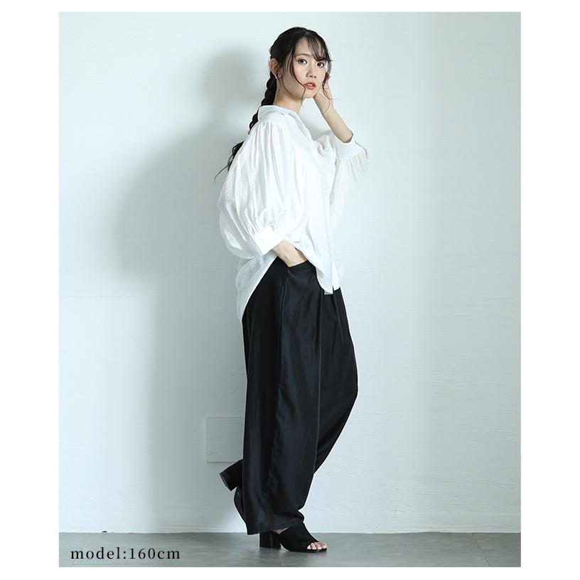 レディース ボトムス パンツ ズボン モカ ブラック ブルー ロング シアー タック ハイウエスト 夏服 大人可愛い きれいめ 30代 40代 50代 女性 サワアラモード_6