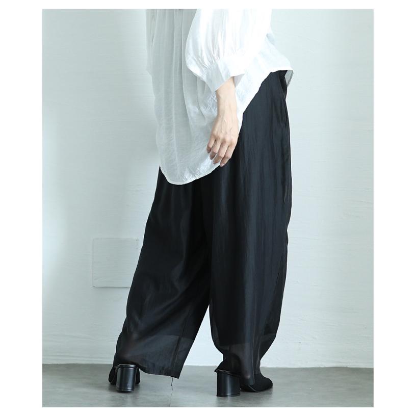 レディース ボトムス パンツ ズボン モカ ブラック ブルー ロング シアー タック ハイウエスト 夏服 大人可愛い きれいめ 30代 40代 50代 女性 サワアラモード_7