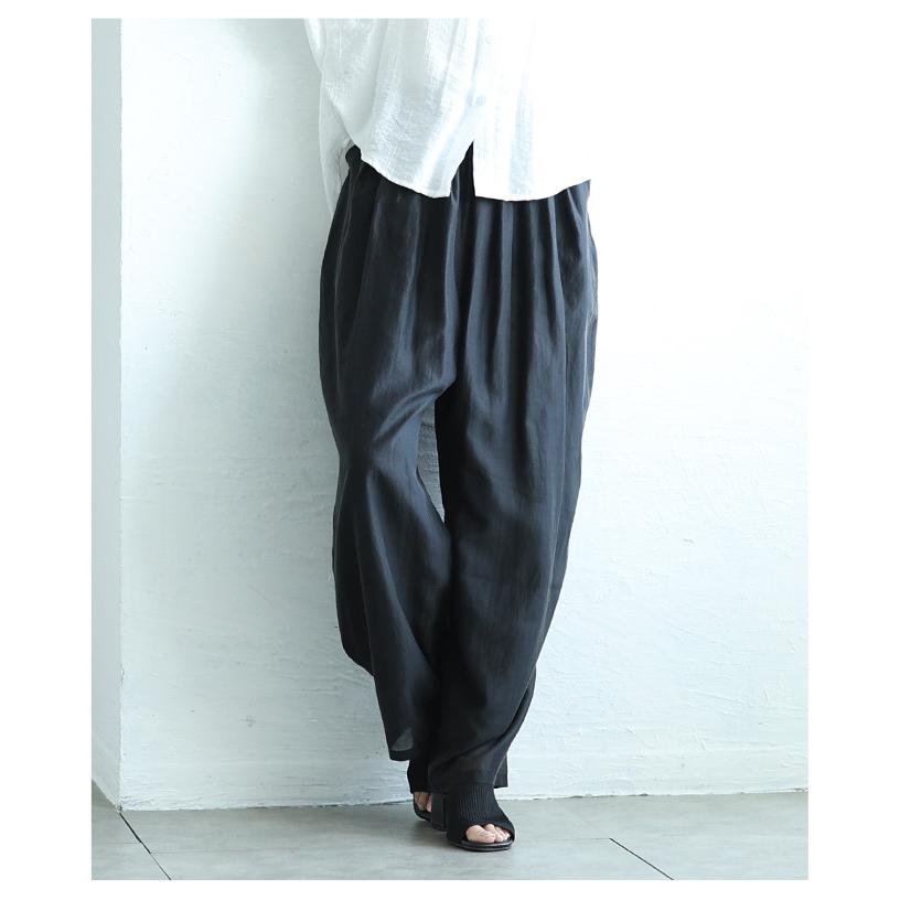 レディース ボトムス パンツ ズボン モカ ブラック ブルー ロング シアー タック ハイウエスト 夏服 大人可愛い きれいめ 30代 40代 50代 女性 サワアラモード_9