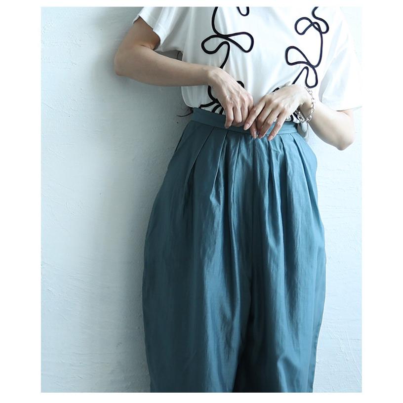レディース ボトムス パンツ ズボン モカ ブラック ブルー ロング シアー タック ハイウエスト 夏服 大人可愛い きれいめ 30代 40代 50代 女性 サワアラモード_11