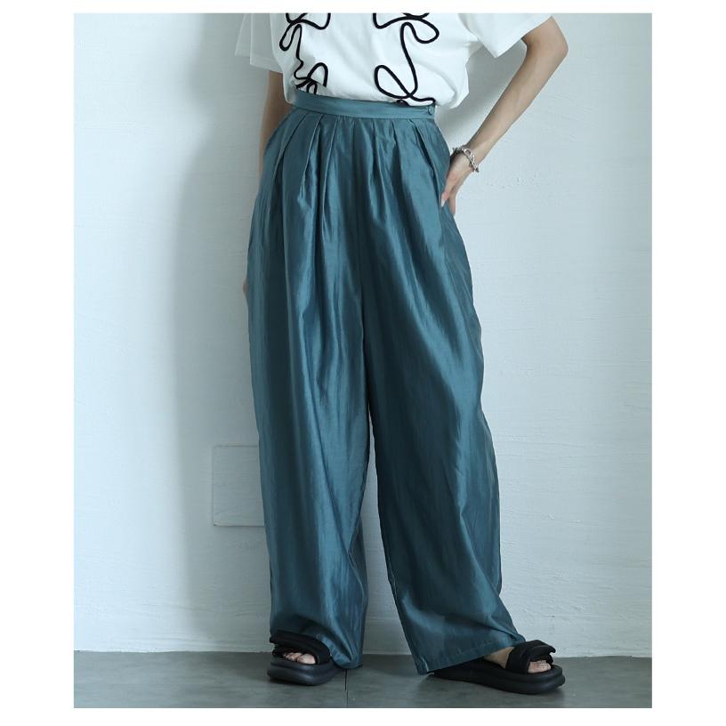 レディース ボトムス パンツ ズボン モカ ブラック ブルー ロング シアー タック ハイウエスト 夏服 大人可愛い きれいめ 30代 40代 50代 女性 サワアラモード_12