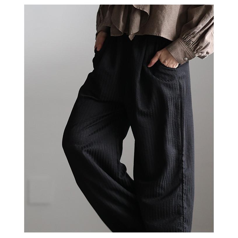 あ　　コムサデモード　ラムレザーパンツLブラック Sawa a la mode（サワアラモード） レディース パンツ ストライプ