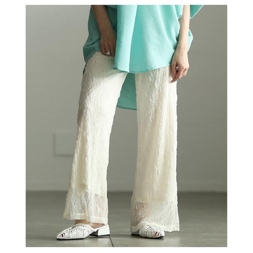 レディース ボトムス パンツ ロング丈 体型カバー ゆったり 総レース ウエストゴム カジュアル 大人可愛い 大人 可愛い 30代 40代 50代 60代 アラモードの画像