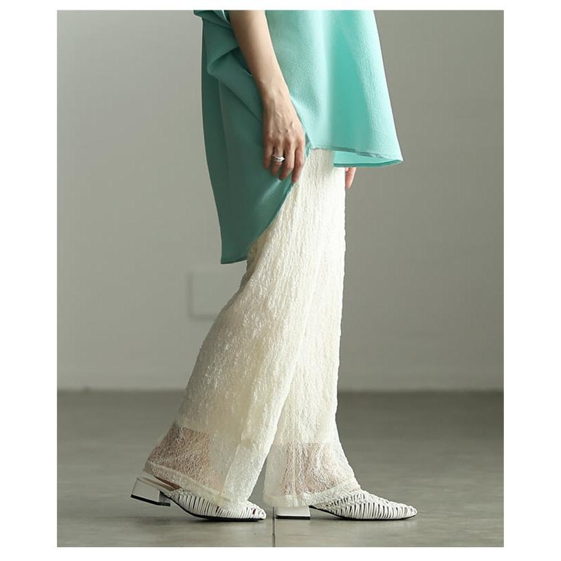 レディース ボトムス パンツ ロング丈 体型カバー ゆったり 総レース ウエストゴム カジュアル 大人可愛い 大人 可愛い 30代 40代 50代 60代 アラモードの画像