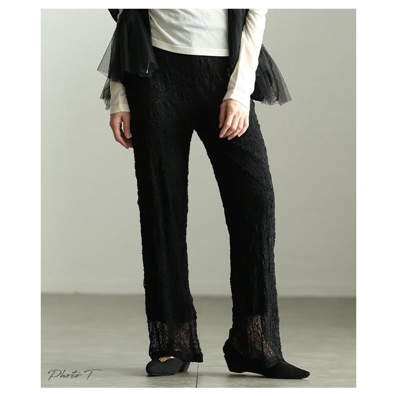 レディース ボトムス パンツ ロング丈 体型カバー ゆったり 総レース ウエストゴム カジュアル 大人可愛い 大人 可愛い 30代 40代 50代 60代 アラモードの画像
