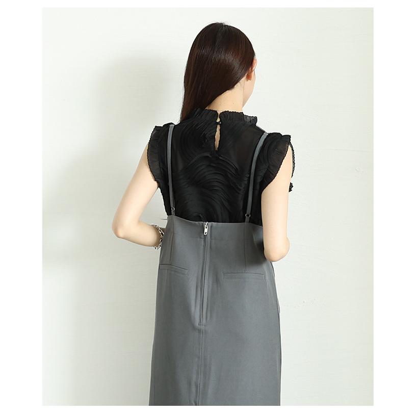 レディース ワンピース サロペット ジャンパースカート 黒 ブラック グレー ロング キャミワンピ 夏服 大人可愛い きれいめ 30代 40代 50代 女性 サワアラモードの画像