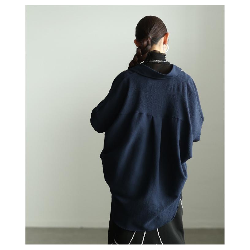 レディース トップス シャツ ブラウス ドルマン スキッパー 半袖 ネイビー グリーン オフホワイト 大人可愛い 大人 可愛い 30代 40代 50代 60代 サワアラモードの画像