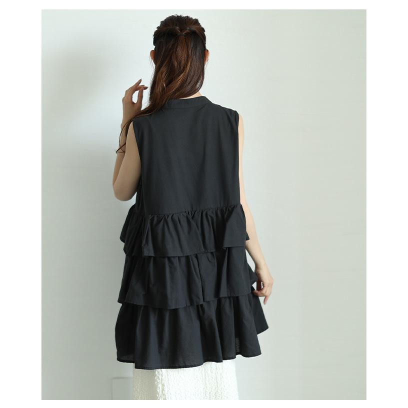 OMMOノースリーブチュニック 黒 OMMOノースリーブチュニック 黒 OMMOノースリーブチュニック 黒