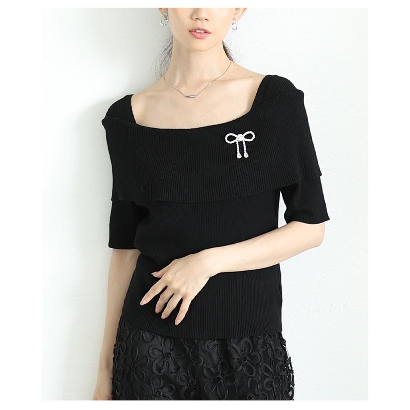 Sawa a la mode レディース トップス ニット オフショル リブ 半袖
