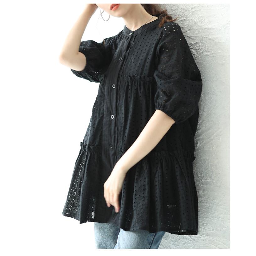 Sawa a la mode レディース チュニック ブラウス シャツ 黒 白 Sawa a la mode レディース チュニック ブラウス シャツ 黒 白