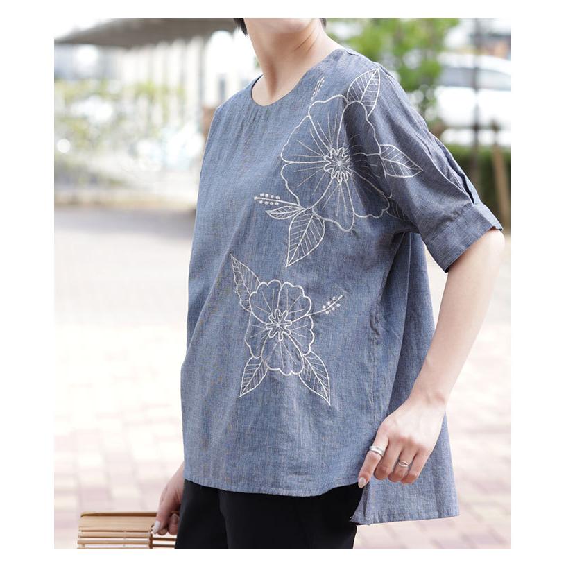 レディース トップス ブラウス シャツ 刺繍 花 グレー ブルー 綿 夏服 大人可愛い 40代 レディースファッション 50代女性 ファッション 60代 ミセスファッション Almnm Sawa A La Mode サワアラモード 通販 Yahoo ショッピング