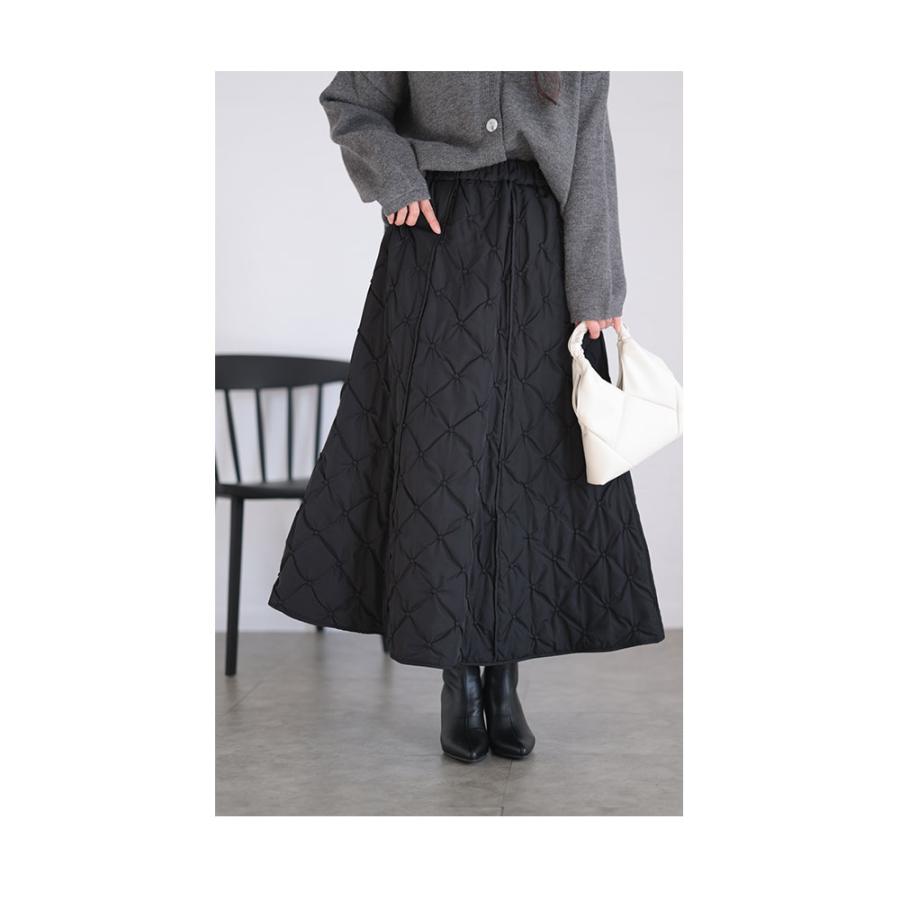 ブラック キルティングスカート Sawa a la mode（サワアラモード） レディース ボトムス スカート