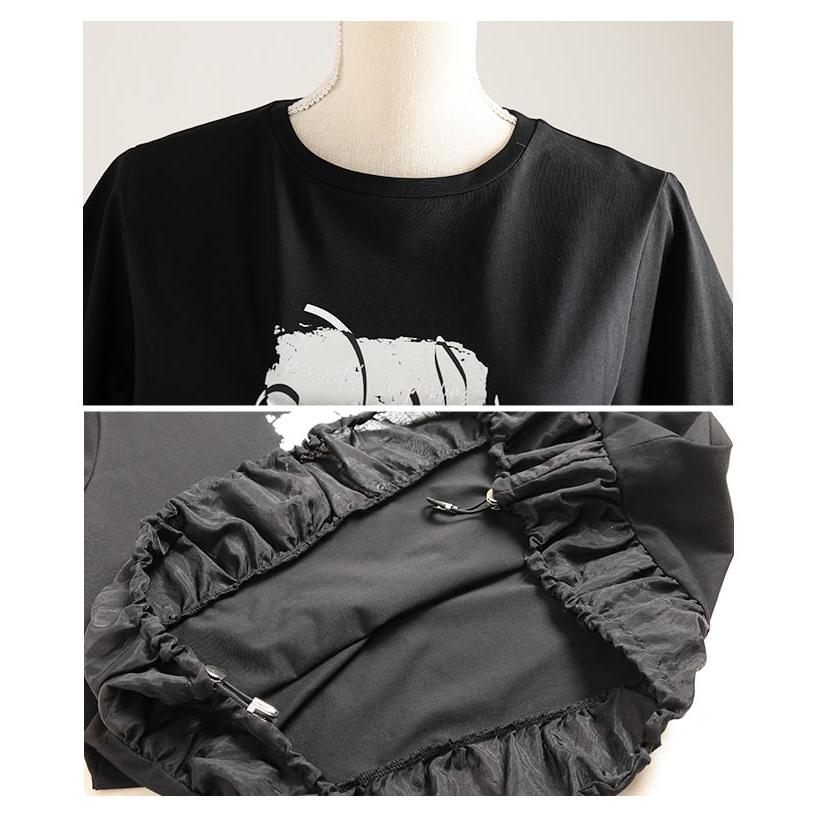 レディース Tシャツ トップス 半袖 ゆったり 体型カバー ドローコード カジュアル 春 夏 春服 夏服 大人可愛い 大人 可愛い 30代 40代 50代 60代 アラモードの画像