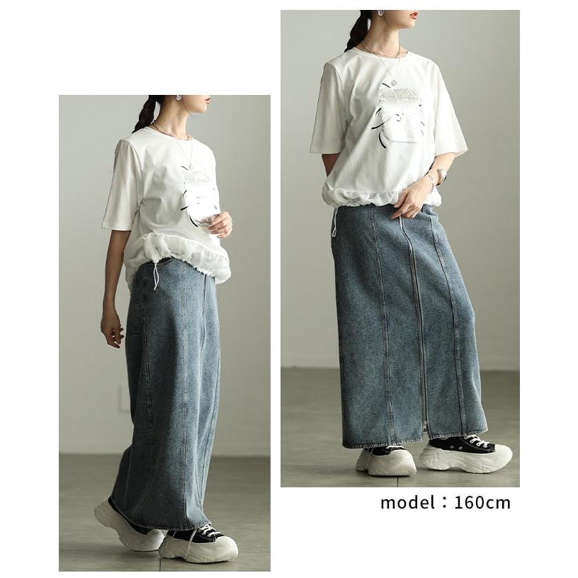 レディース Tシャツ トップス 半袖 ゆったり 体型カバー ドローコード カジュアル 春 夏 春服 夏服 大人可愛い 大人 可愛い 30代 40代 50代 60代 アラモードの画像