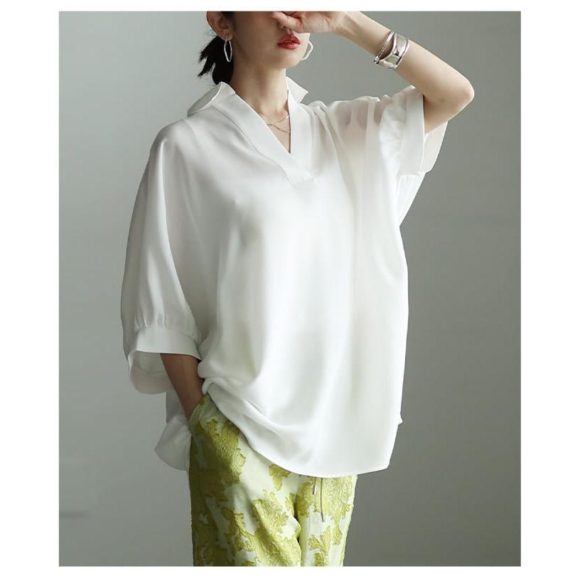 レディース トップス プルオーバー 半袖 体型カバー オーバーサイズ ゆったり 無地 カジュアル 春 夏 大人可愛い 大人 可愛い 30代 40代 50代 60代 アラモードの画像