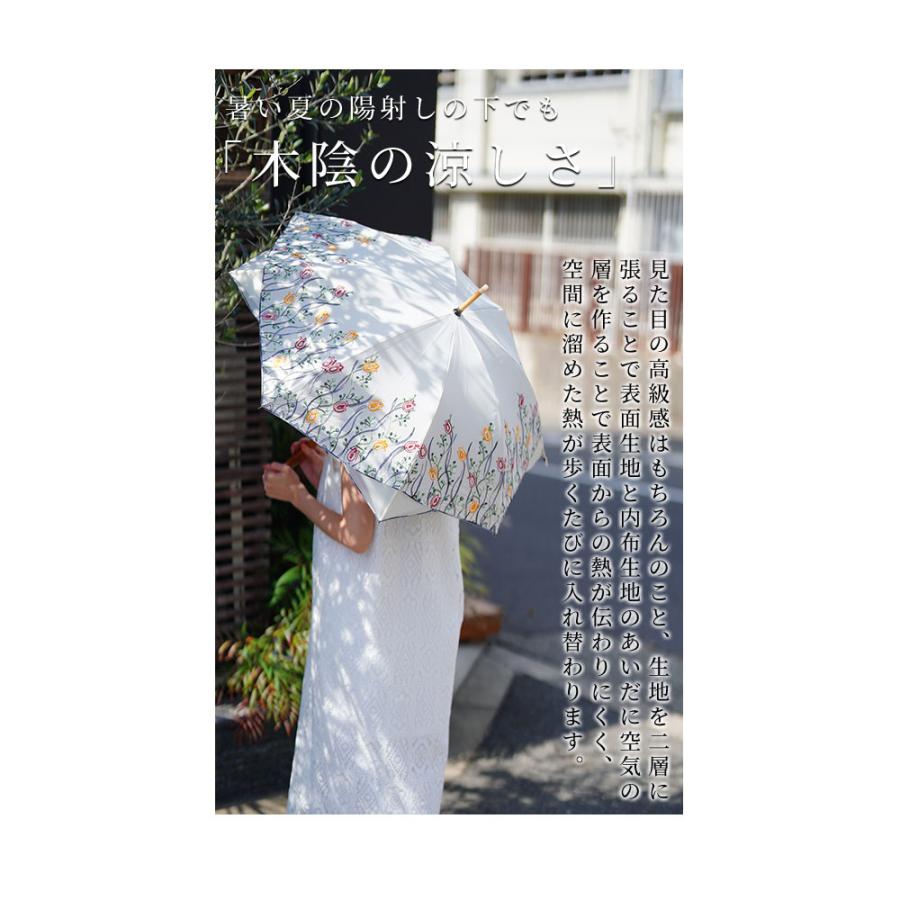 レディース 小物 日傘 傘 ファッション雑貨 刺繍 オフホワイト 花柄 晴雨兼用 UVカット99.9％ 遮光 大人可愛い 大人 可愛い 30代 40代 50代 60代 サワアラモードの画像