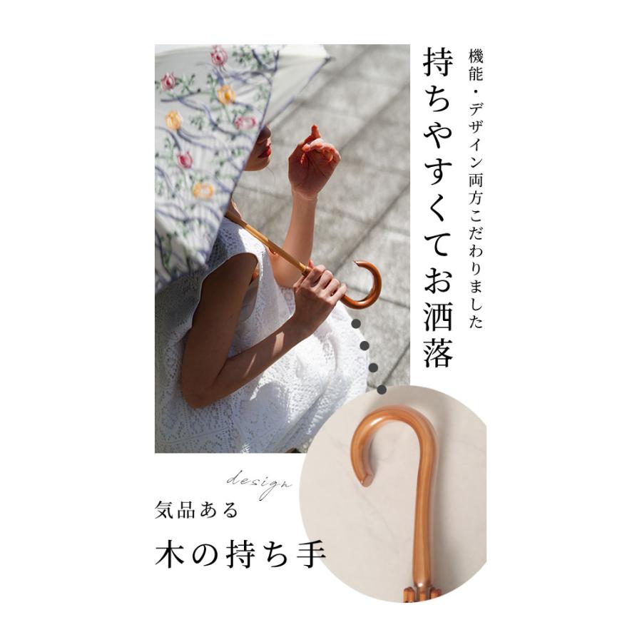 レディース 小物 日傘 傘 ファッション雑貨 刺繍 オフホワイト 花柄 晴雨兼用 UVカット99.9％ 遮光 大人可愛い 大人 可愛い 30代 40代 50代 60代 サワアラモードの画像
