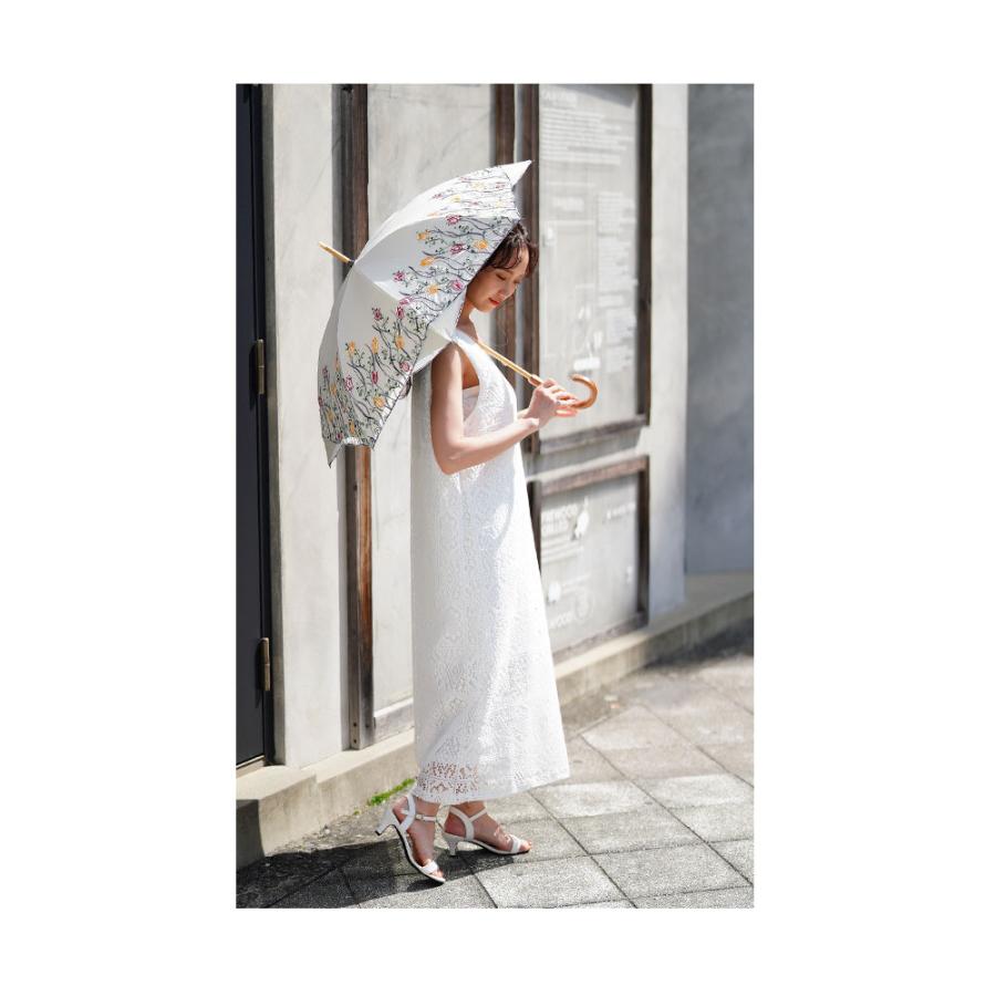 レディース 小物 日傘 傘 ファッション雑貨 刺繍 オフホワイト 花柄 晴雨兼用 UVカット99.9％ 遮光 大人可愛い 大人 可愛い 30代 40代 50代 60代 サワアラモードの画像