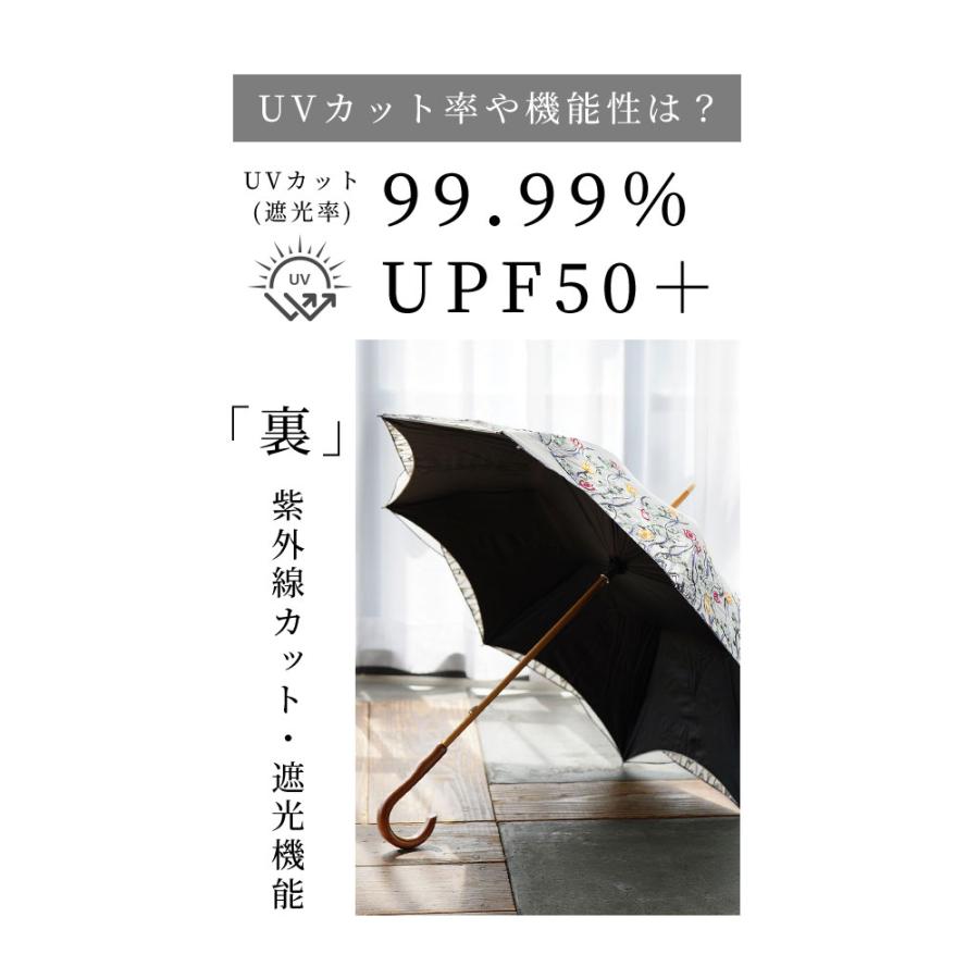 レディース 小物 日傘 傘 ファッション雑貨 刺繍 オフホワイト 花柄 晴雨兼用 UVカット99.9％ 遮光 大人可愛い 大人 可愛い 30代 40代 50代 60代 サワアラモードの画像