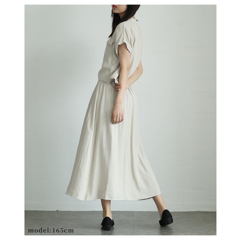 レディース ワンピース アイボリー ブルー 青 半袖 フレンチスリーブ ロング丈 フレア キーネック 大人可愛い 大人 可愛い 30代 40代 50代 60代  イベントセールの画像