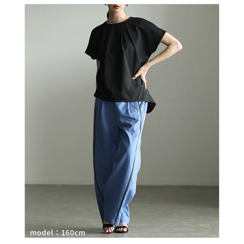 レディース トップス ブラウス フレンチスリーブ 半袖 ゆったり 無地 体型カバー オフィス 春 夏 大人可愛い 大人 可愛い 30代 40代 50代 60代 アラモードの画像