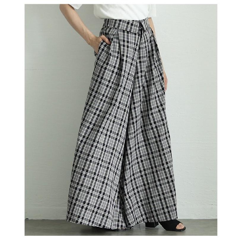 Sawa a la mode レディース パンツ チェック フレア ワイド ロング