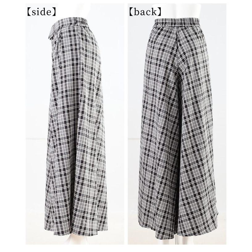 Sawa a la mode レディース パンツ チェック フレア ワイド ロング