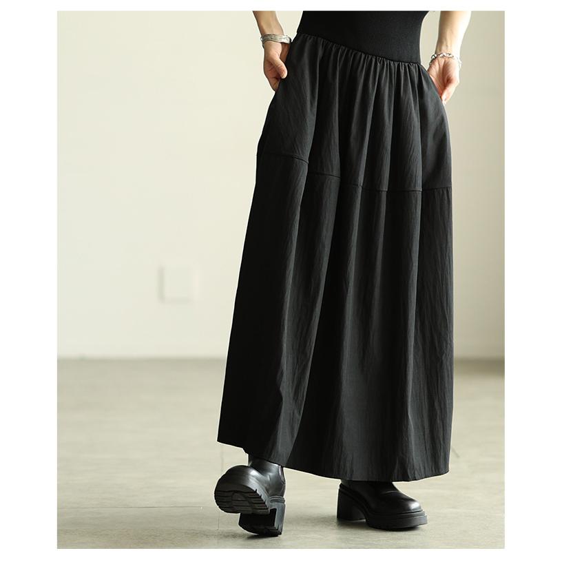 レディース ワンピース ブラック 黒 ネイビー 紺 5分袖 ロング丈 ニット フレア ボートネック 異素材 秋服 大人可愛い きれいめ 30代 40代 50代 女性 アラモードの画像