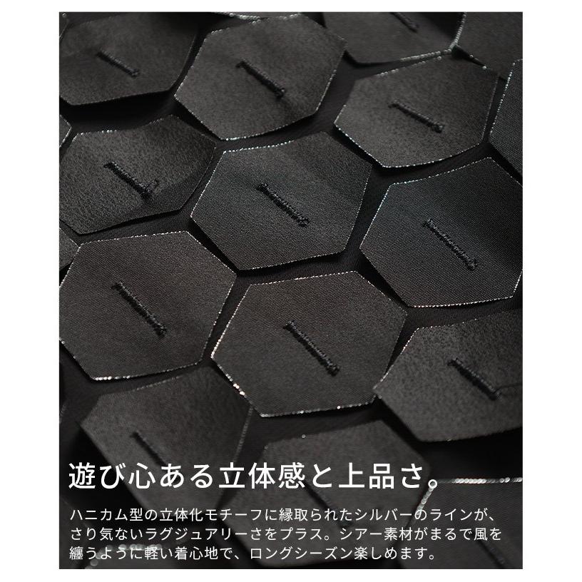 レディース トップス ブラウス シャツ ハニカム シアー 長袖 レイヤード 個性 ブラック ホワイト 大人可愛い 大人 可愛い 30代 40代 50代 60代 サワアラモードの画像