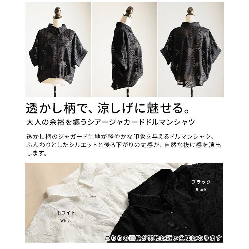 レディース トップス ドルマンスリーブ シアーシャツ 透かし柄 半袖 ゆったり 体型カバー 春 夏 大人可愛い 大人 可愛い 30代 40代 50代 60代 アラモードの画像
