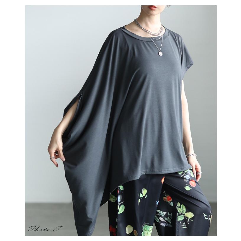 美品✨慈雨 近年モデル アシンメトリーカットソー トップス 総柄 ボトルネック Sawa a la mode（サワアラモード） レディース トップス チュニック