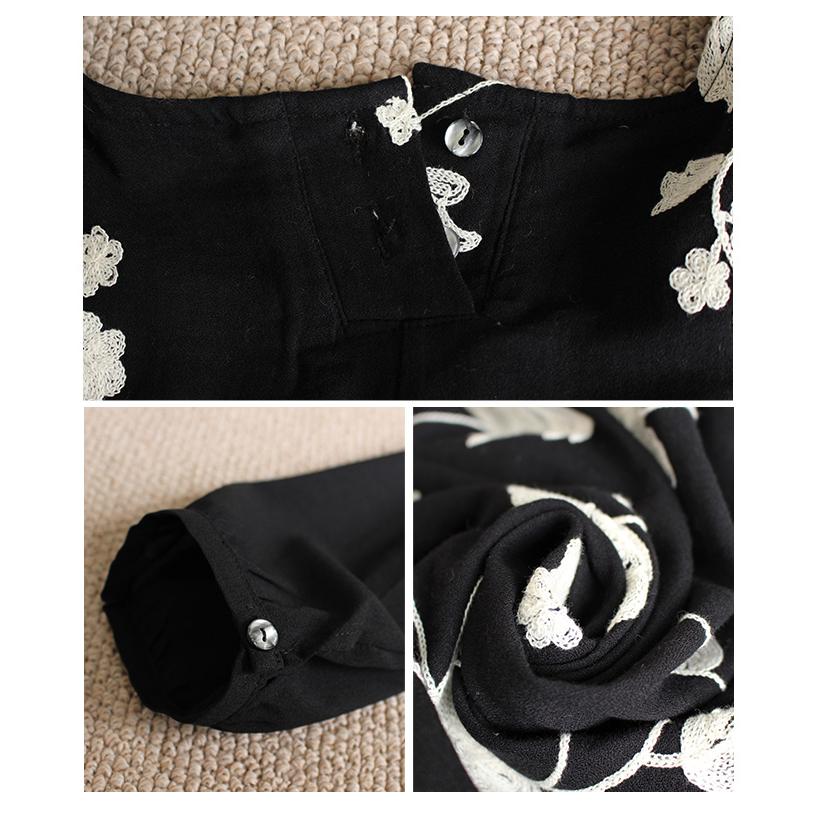 ワンピース チュニック ブラック 黒 シフォン 刺繍 花柄 長袖 秋 冬 春 膝丈 レディース レディス サワアラモード 洋服 30代 40代 50代 60代の画像