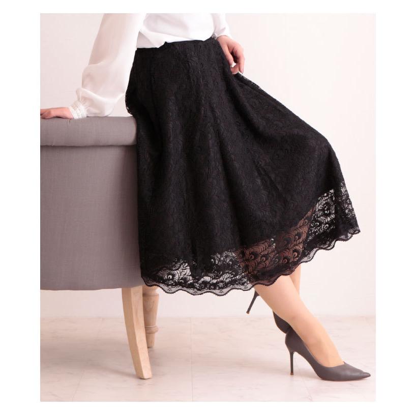 Sawa a la mode スカート クロップド丈 レース 花柄 黒