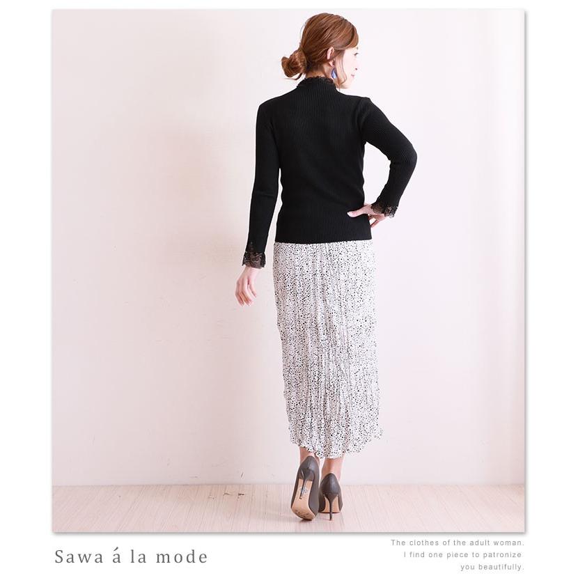 Sawa a la mode（サワアラモード） トップス ブラック ニット レース